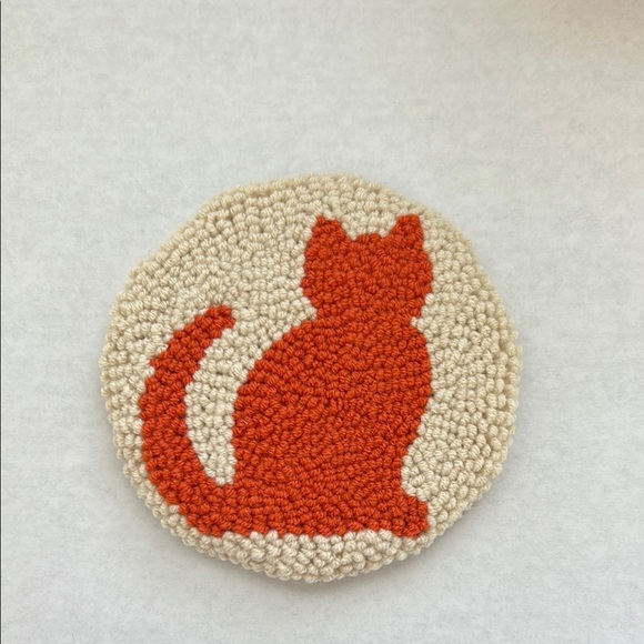 Other - Orange cat design punch needle coaster handmade